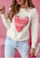Sweter z ozdobną aplikacją Strawberry Muffin biały