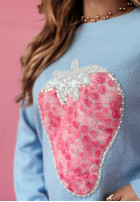 Sweter z ozdobną aplikacją Strawberry Muffin błękitny