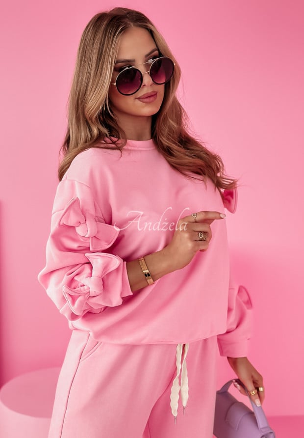 Bluza oversize z kokardkami Bow Speciale różowa