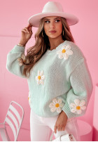 Sweter oversize z kwiatami Garden Delight błękitny