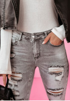 Spodnie jeansowe skinny z przetarciami Laraine szare