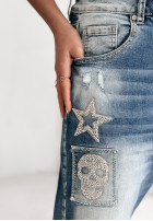 Spodnie jeansowe z ozdobnymi aplikacjami Kisses And More niebieskie