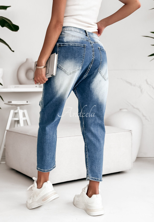 Spodnie jeansowe z ozdobnymi aplikacjami Kisses And More niebieskie