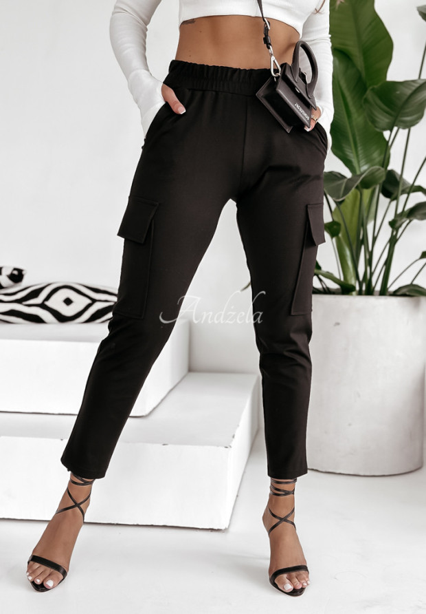 Materiałowe spodnie z kieszeniami Aminess czarne