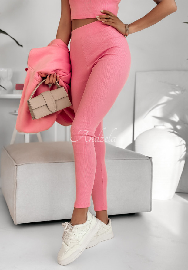 Komplet dresowy 3in1 bluza, legginsy i top Fashion Forward różowy