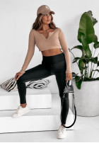 short prążkowana Blouse z dekoltem Other People in beige