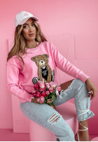 Sweter z misiem Fluffy Champion różowy