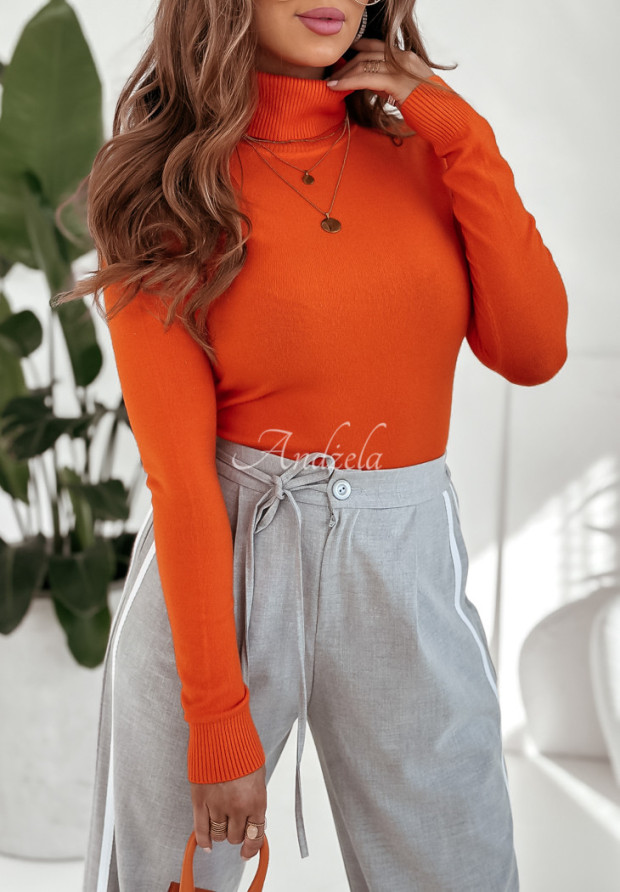 Dopasowany sweter z golfem Solange pomarańczowy