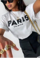 T-shirt z nadrukiem Paris biały