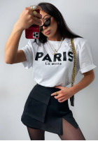 T-shirt z nadrukiem Paris biały