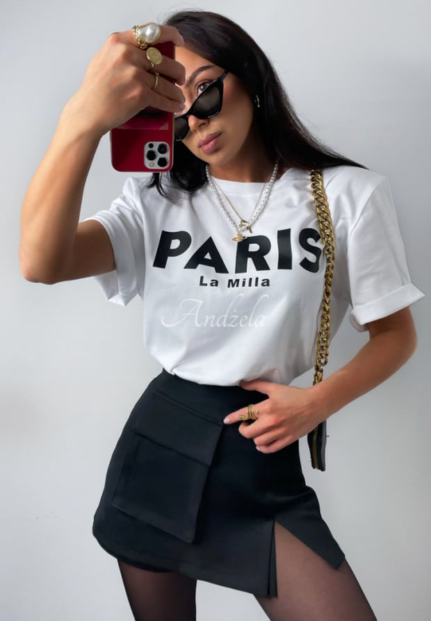 T-shirt z nadrukiem La Milla Paris biały