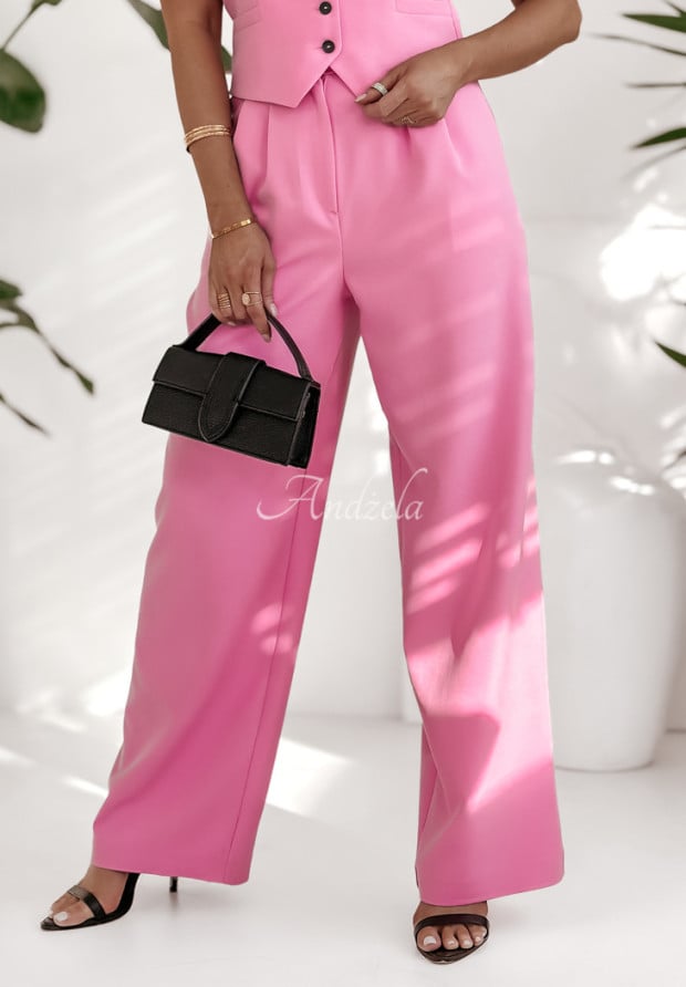 Eleganckie spodnie wide leg All The Events różowe