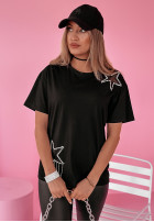 T-shirt z ozdobną aplikacją Galactic Glam czarny