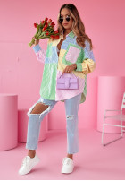 Shirt oversize w paski Dare To Be Different zielono-in blue