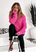 Ażurowy sweter Delicate Hug różowy