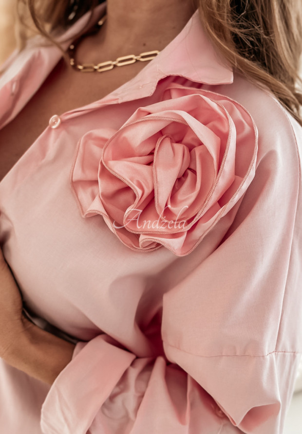 Asymetryczna koszula z różą Blossom Hues różowa