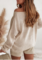 Sweter oversize ze złoty nadrukiem Luminosity beżowy