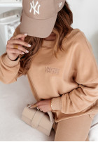 Bluza oversize z ozdobnym dekoltem i haftem I Am Limited Edition camelowa