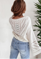 Ażurowy sweter z szerokimi rękawami Softened Touch ecru