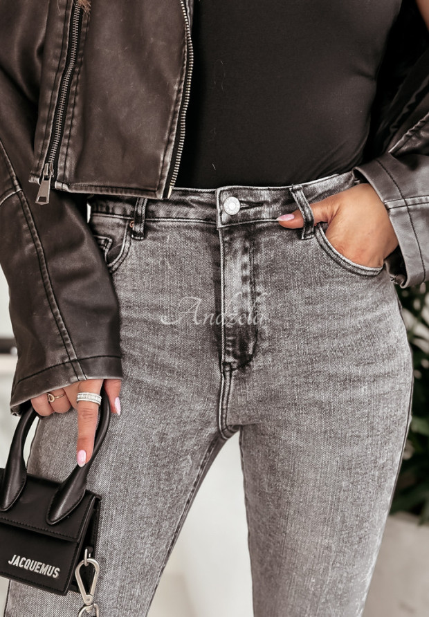 Spodnie jeansowe z przetarciami Spread Positivity szare