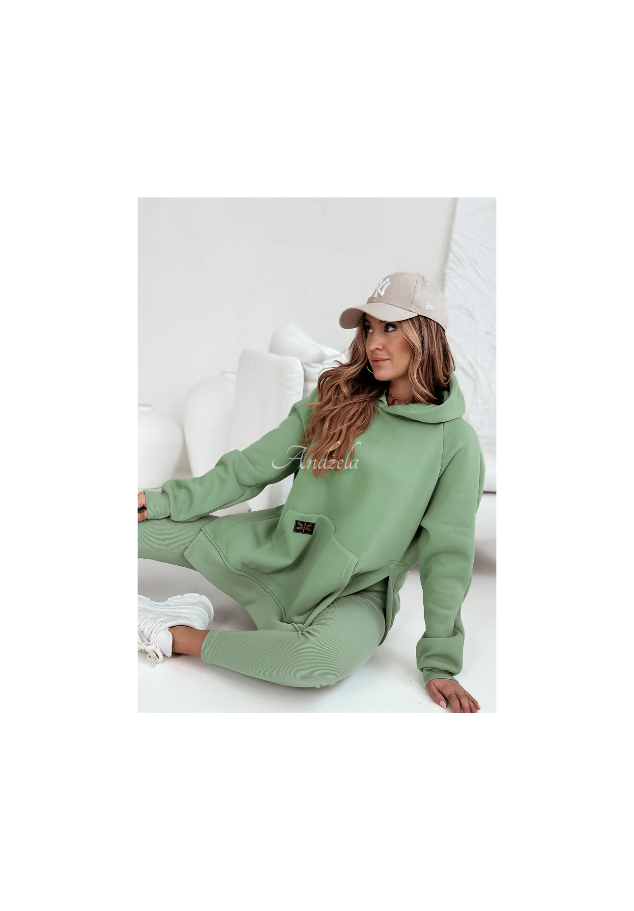 Bluza z kieszenią i kapturem Siempre khaki