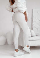 Prążkowane legginsy Siempre ecru