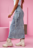 Jeansowa spódnica z kieszeniami Springtime Attire niebieska