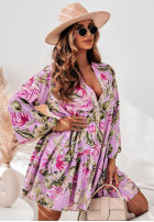 Wzorzysta Dress z falbankami Relaxed Sunshine in lilac