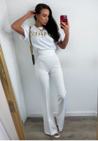 Eleganckie spodnie dzwony Always Remember ecru