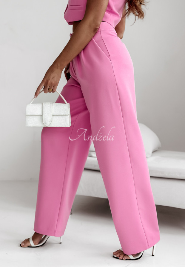 Eleganckie spodnie wide leg Girls Rules różowe