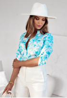 Kwiecista koszula Sunlit Garden biało-niebieska