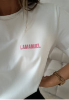 T-shirt z nadrukiem La Manuel Best Basic biały