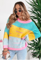 Sweter oversize Speak Up niebiesko-żółty
