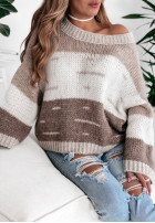 Sweter oversize Speak Up beżowo-brązowy