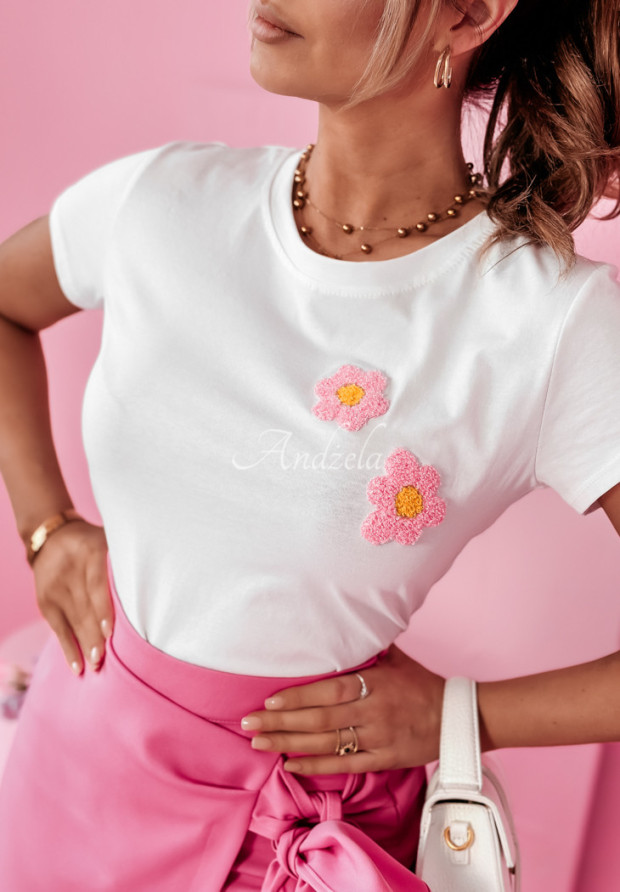 T-shirt z kwiatami Flower Delusion biały
