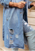 Jeansowy płaszcz z przetarciami Sunrise Shades niebieski