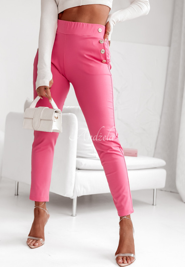 Materiałowe spodnie z guzikami Alendra różowe