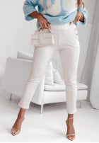 Materiałowe spodnie z guzikami Alendra białe