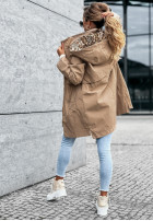 Jacket parka z kapturem Lil Panther in beige