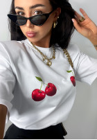 T-shirt z nadrukiem Cherrissima biały