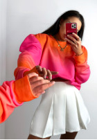Bluza z efektem ombre Color Dripping pomarańczowo-różowa