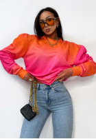 Bluza z efektem ombre Color Dripping pomarańczowo-różowa