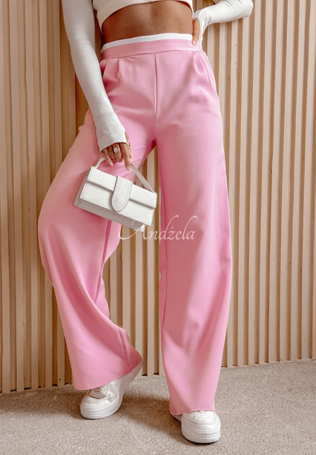 Eleganckie spodnie wide leg Path To Success różowe