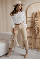 Spodnie jeansowe z paskiem Dreams And Desires beżowe