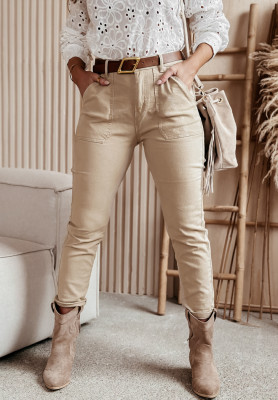 Denim pants with belt Dreams And Desires beige