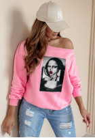 Bluza oversize z nadrukiem Mona Lollipop różowa