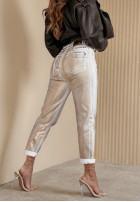 Spodnie jeansowe She Inspires biało-złote