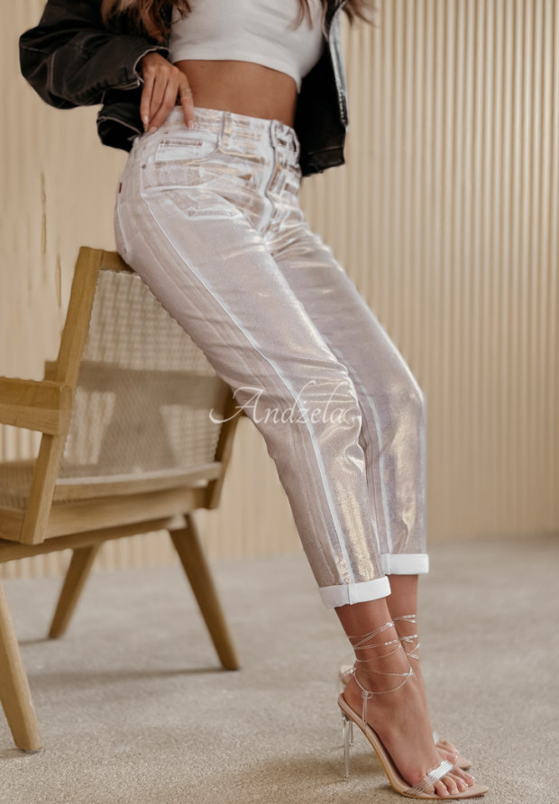 Spodnie jeansowe She Inspires biało-złote