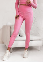 Prążkowany komplet bluzka i legginsy With Confidence różowy