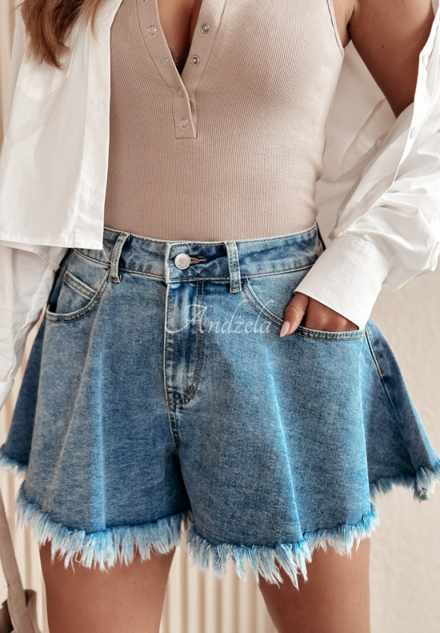 Jeansowe szorty z szerokimi nogawkami Short Story niebieskie